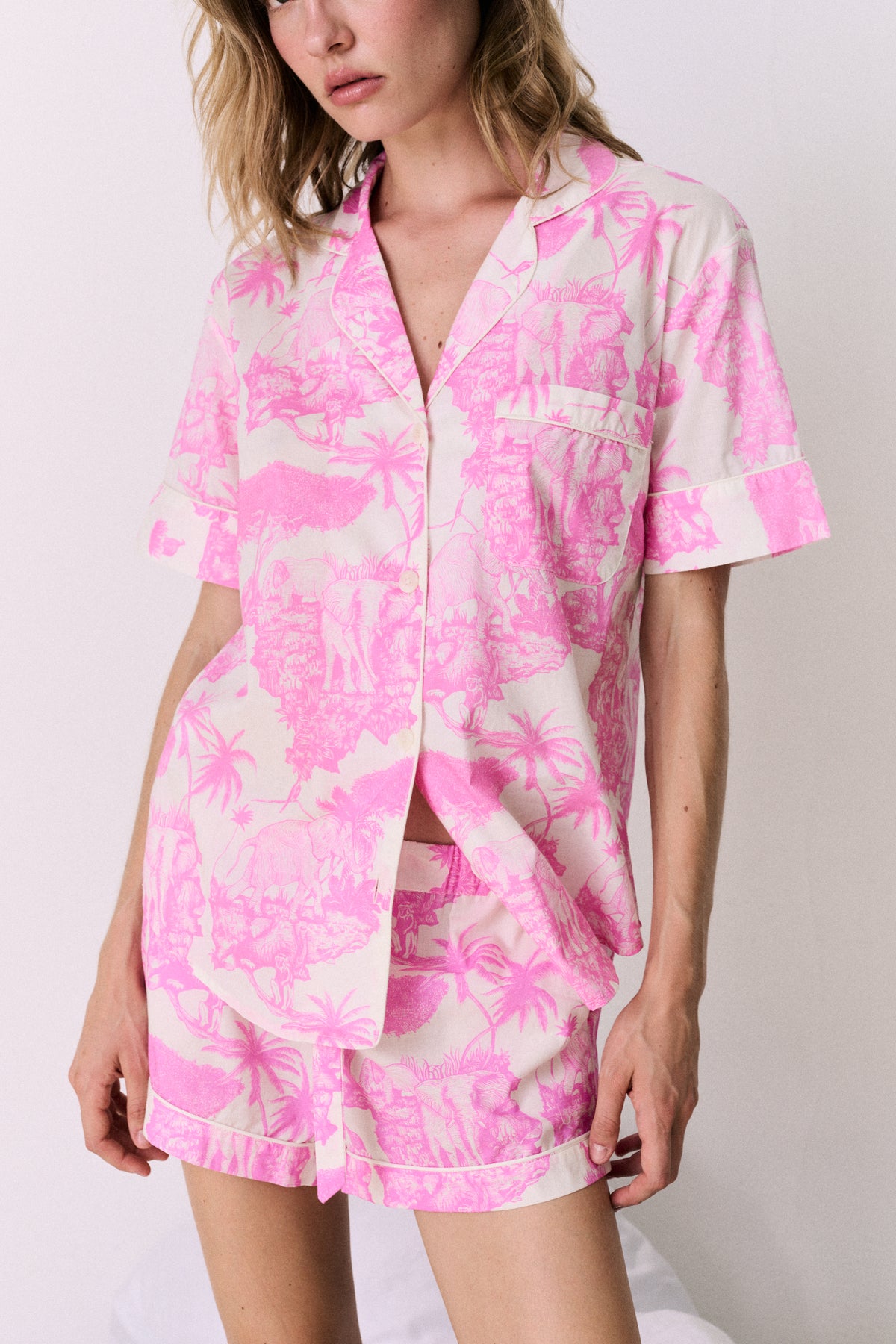 Short Pyjama Set Loxodonta Print Pink