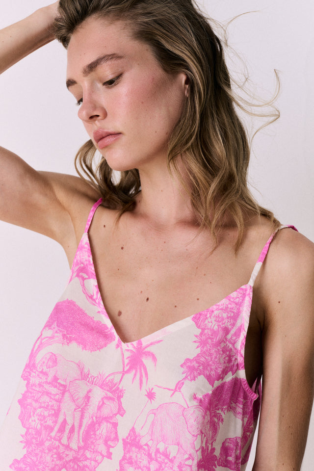 Cami Top Loxodonta Print Pink