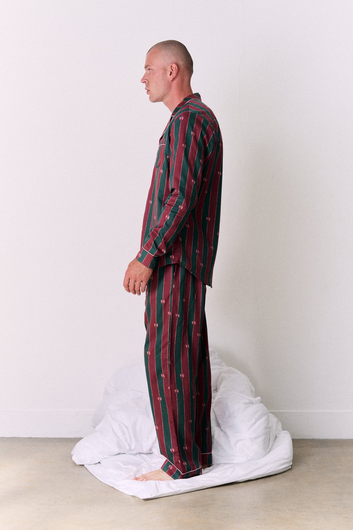 Mens Long Set Moonflower Stripe Red/Green