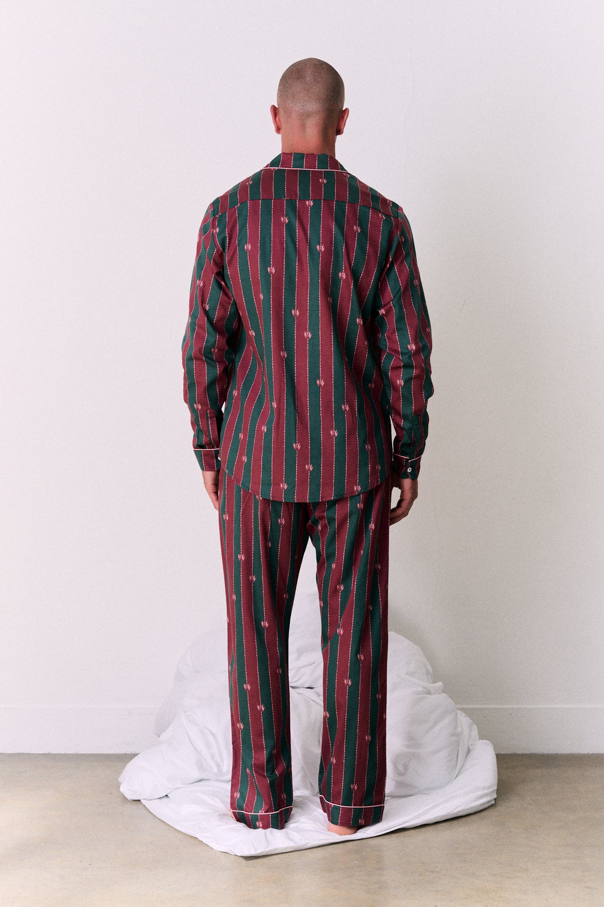 Mens Long Set Moonflower Stripe Red/Green