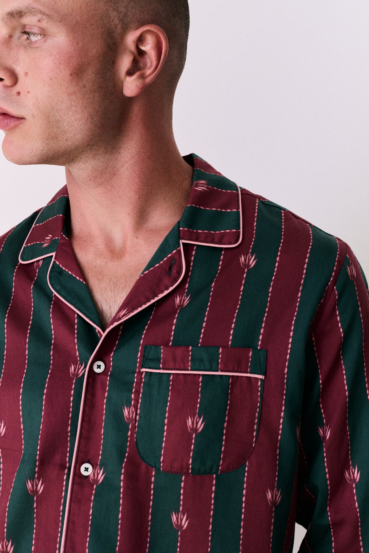 Mens Long Set Moonflower Stripe Red/Green