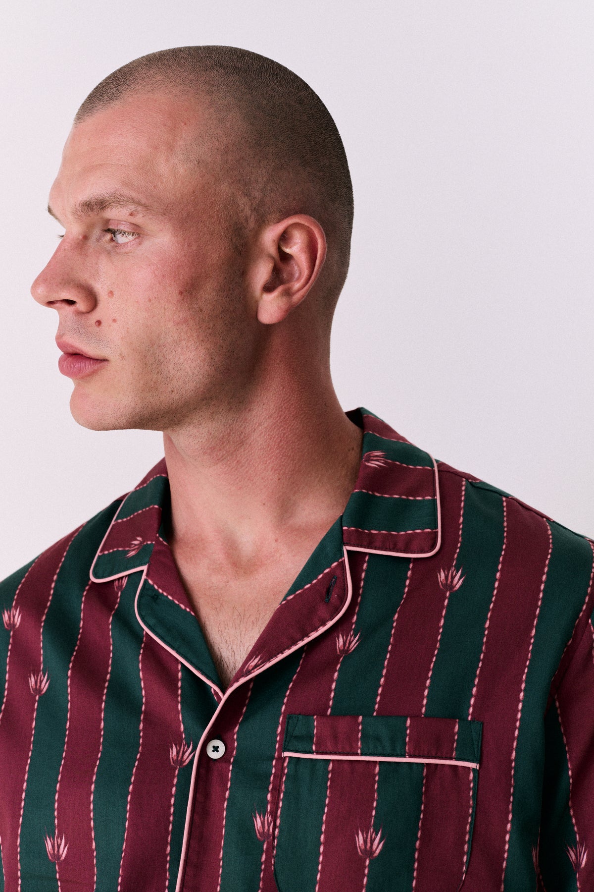 Mens Long Set Moonflower Stripe Red/Green