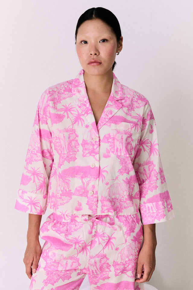 Boxy Shirt Loxodonta Print Pink