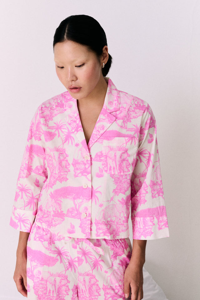 Boxy Shirt Loxodonta Print Pink