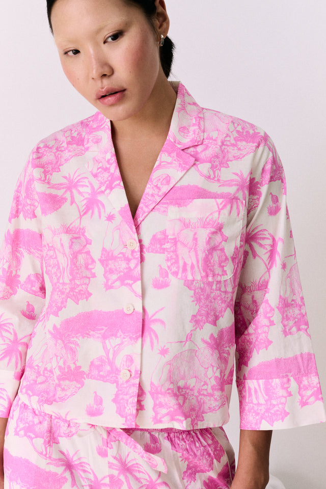 Boxy Shirt Loxodonta Print Pink