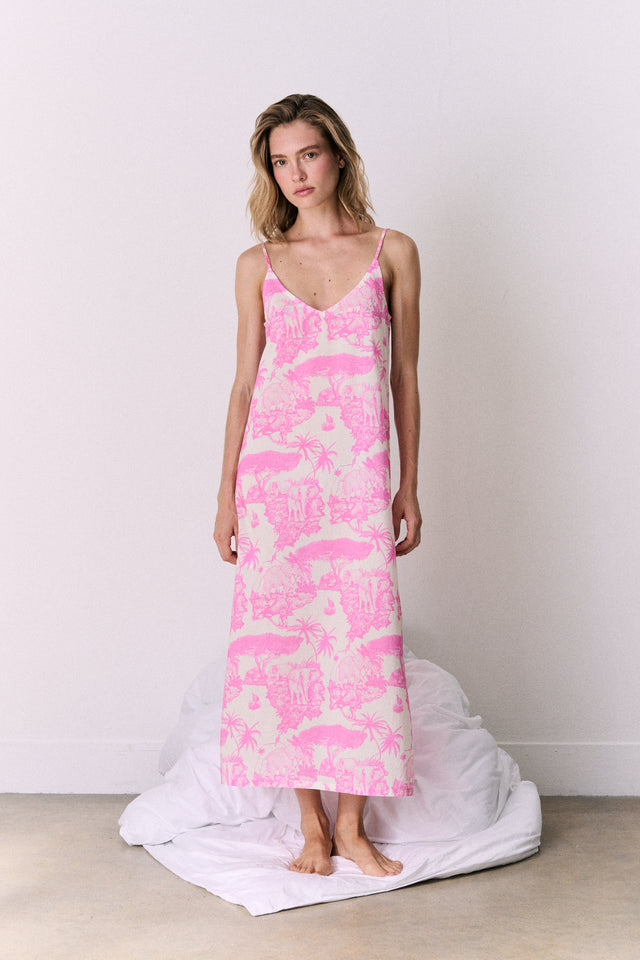 Slip Nightie Loxodonta Print Pink