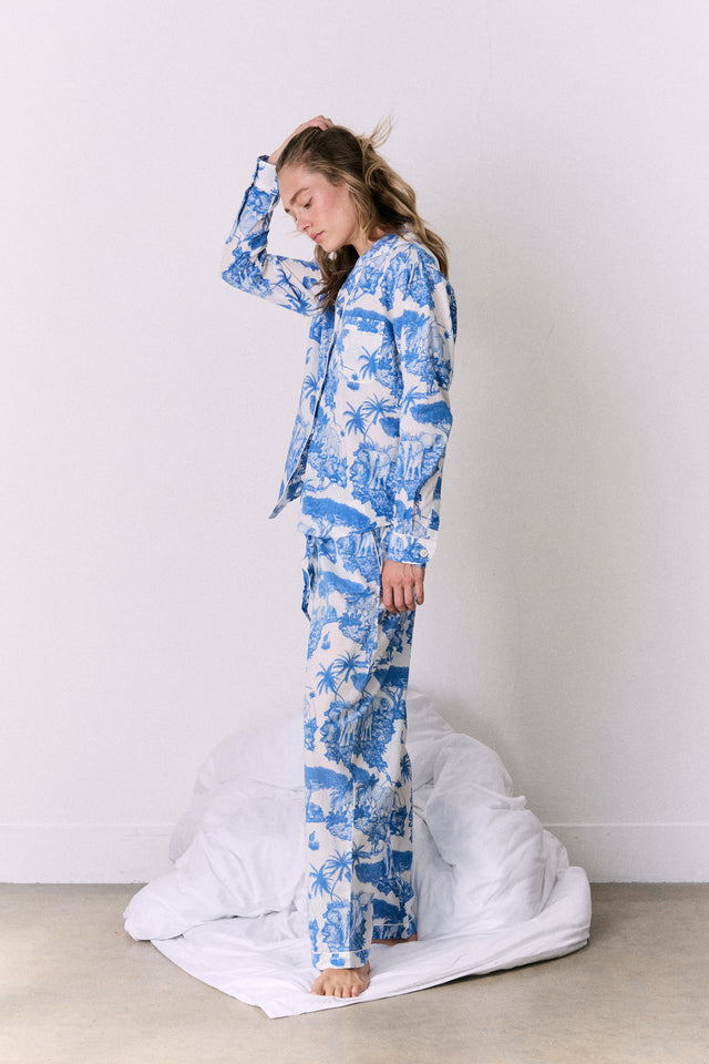 Long Pyjama Set Loxodonta Print Blue
