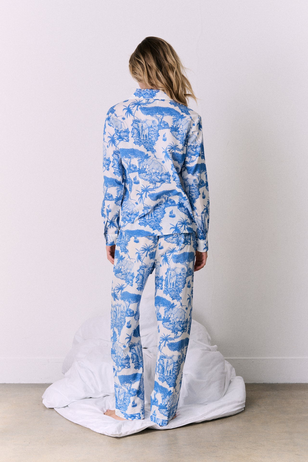 Long Pyjama Set Loxodonta Print Blue