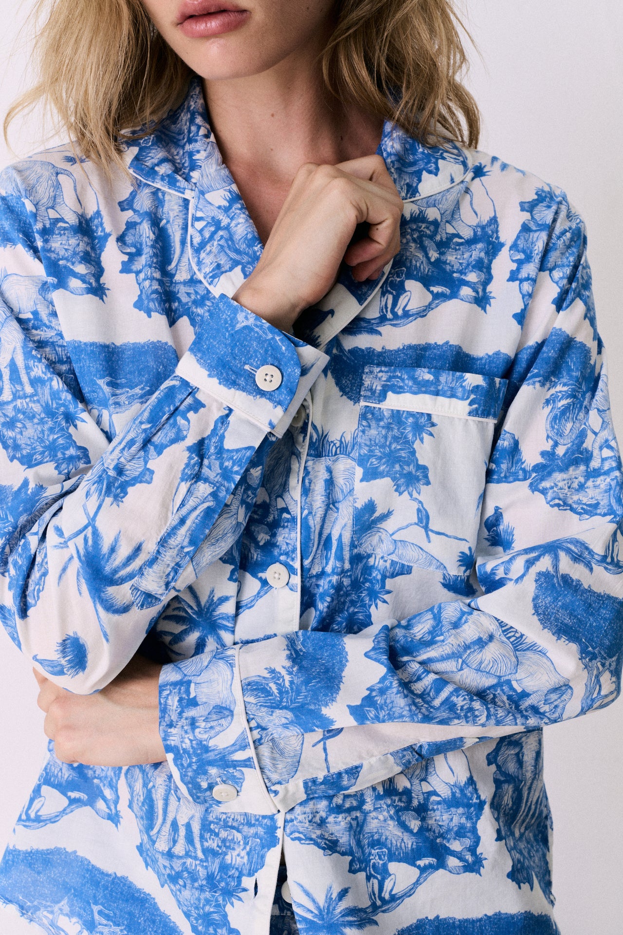 Long Pyjama Set Loxodonta Print Blue