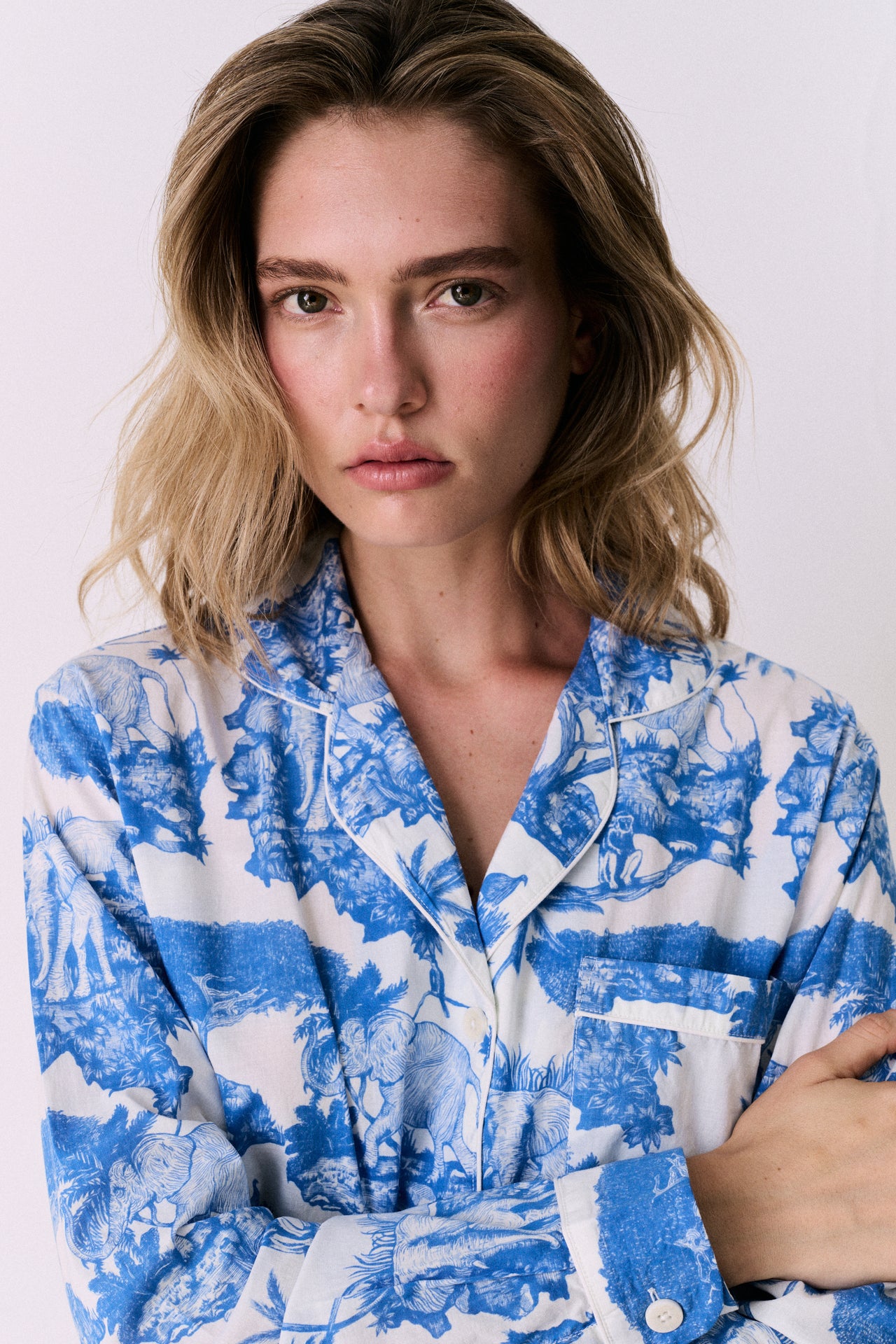 Long Pyjama Set Loxodonta Print Blue