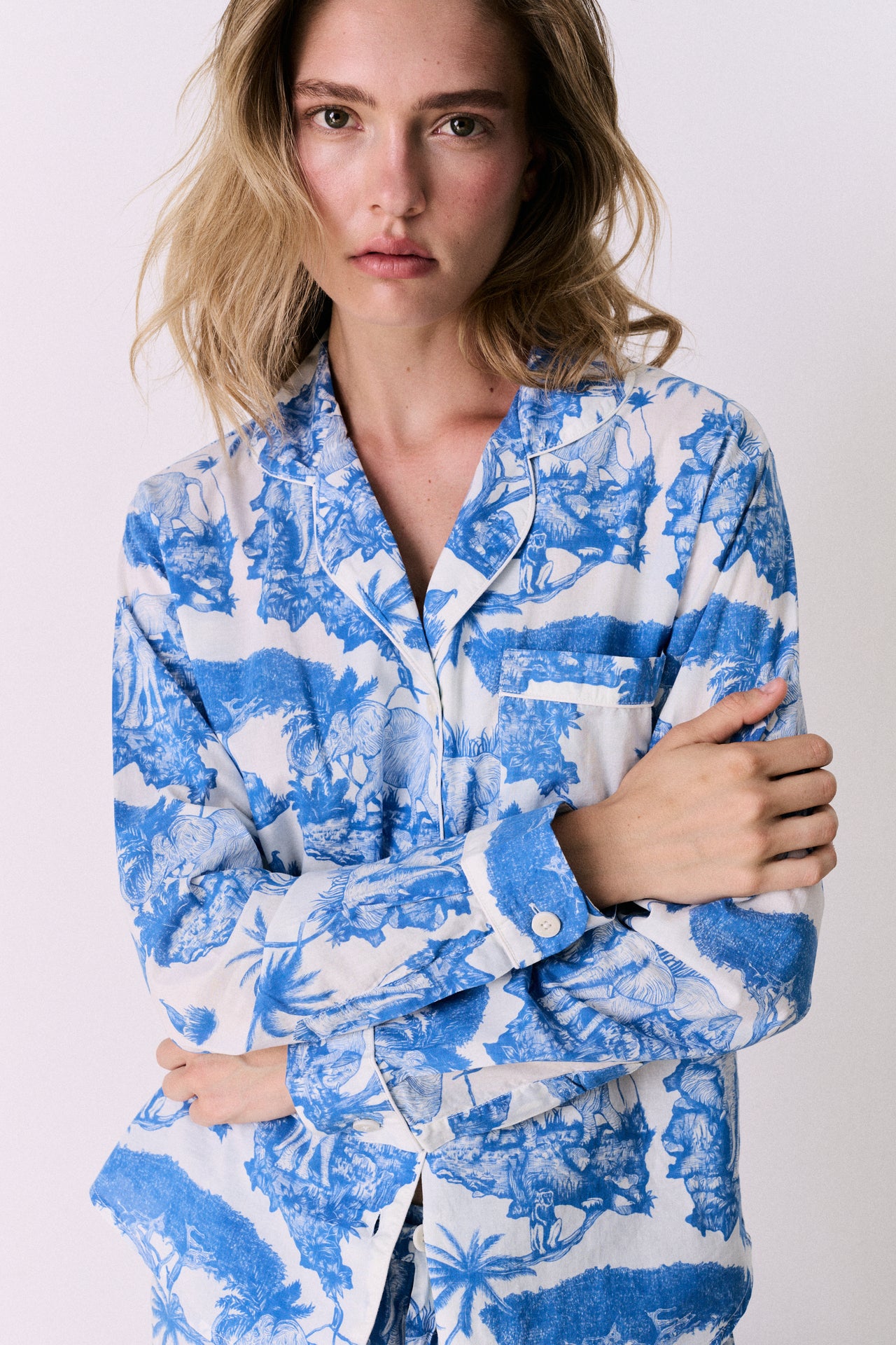 Long Pyjama Set Loxodonta Print Blue