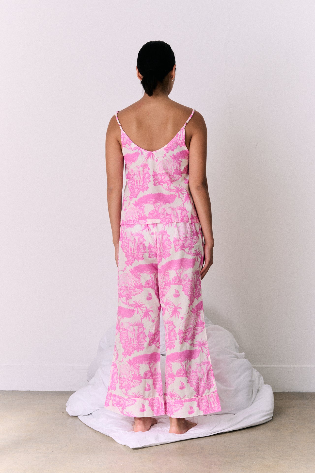 Cami Top and Wide Leg Trouser Set Loxodonta Print Pink
