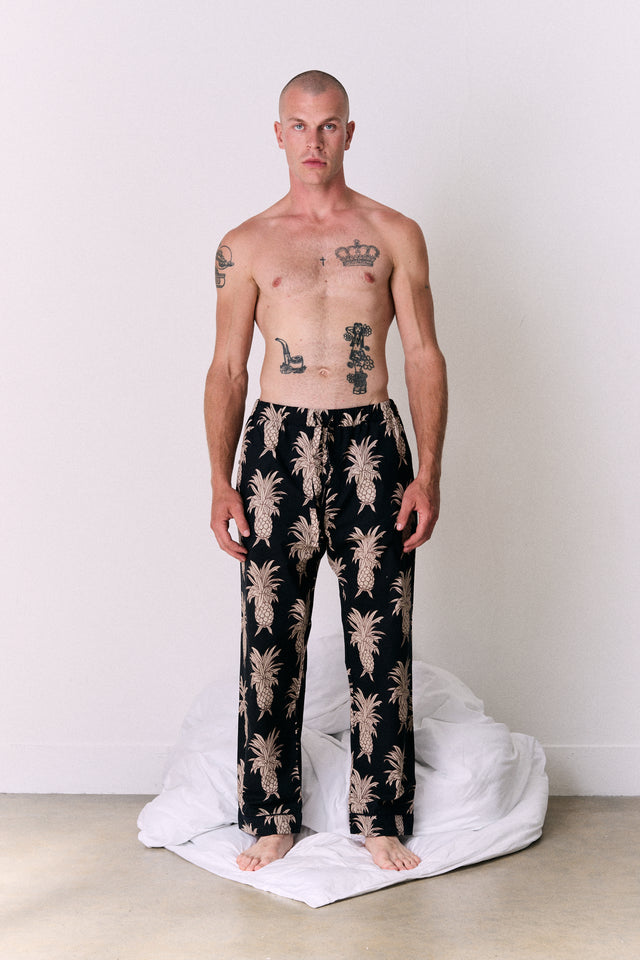 Men’s Pyjama Trousers Howie Pineapple Black/Gold