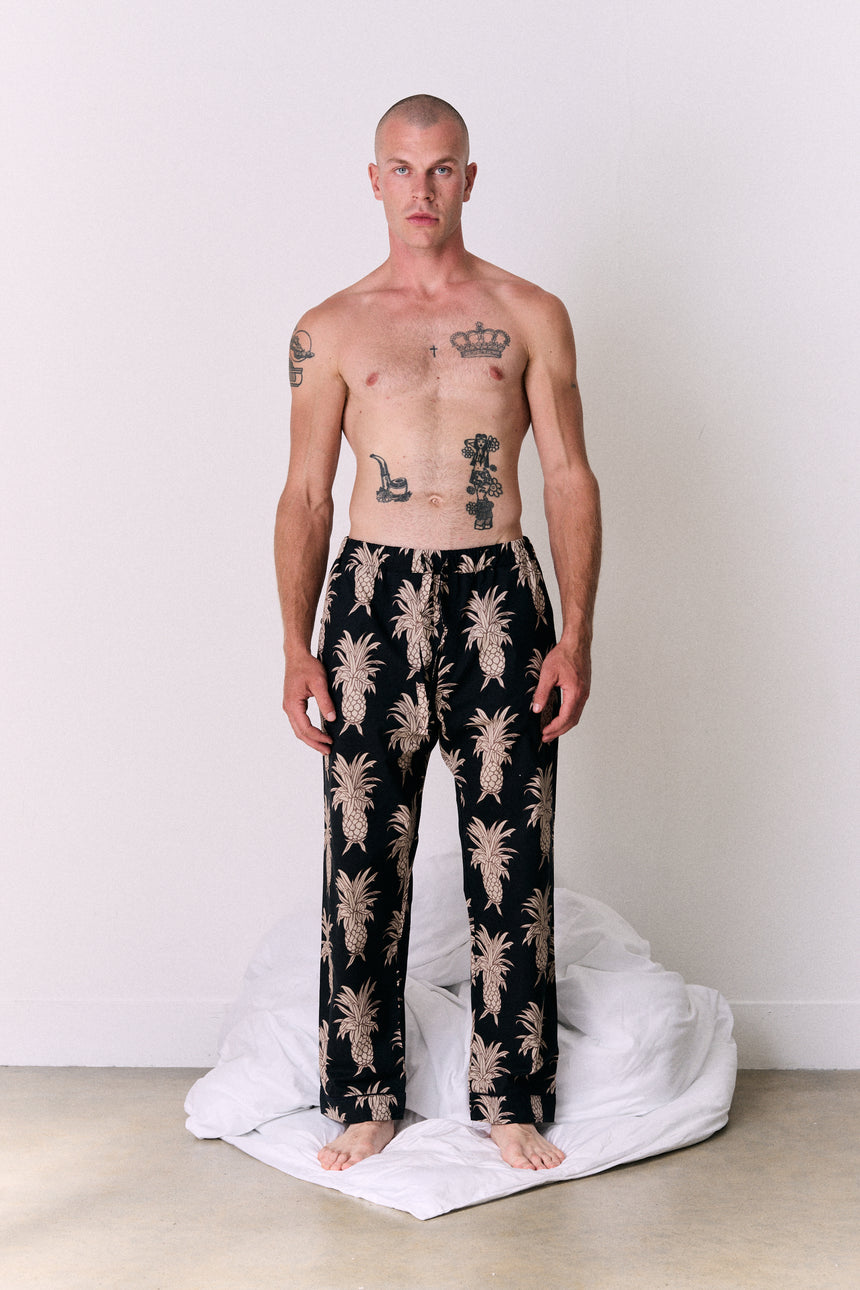 Men’s Pyjama Trousers Howie Pineapple Black/Gold