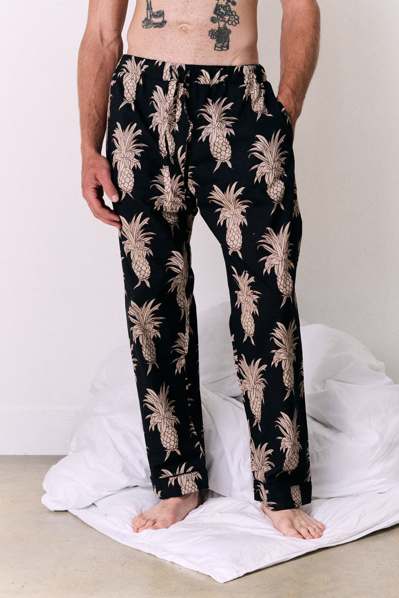 Men’s Pyjama Trousers Howie Pineapple Black/Gold