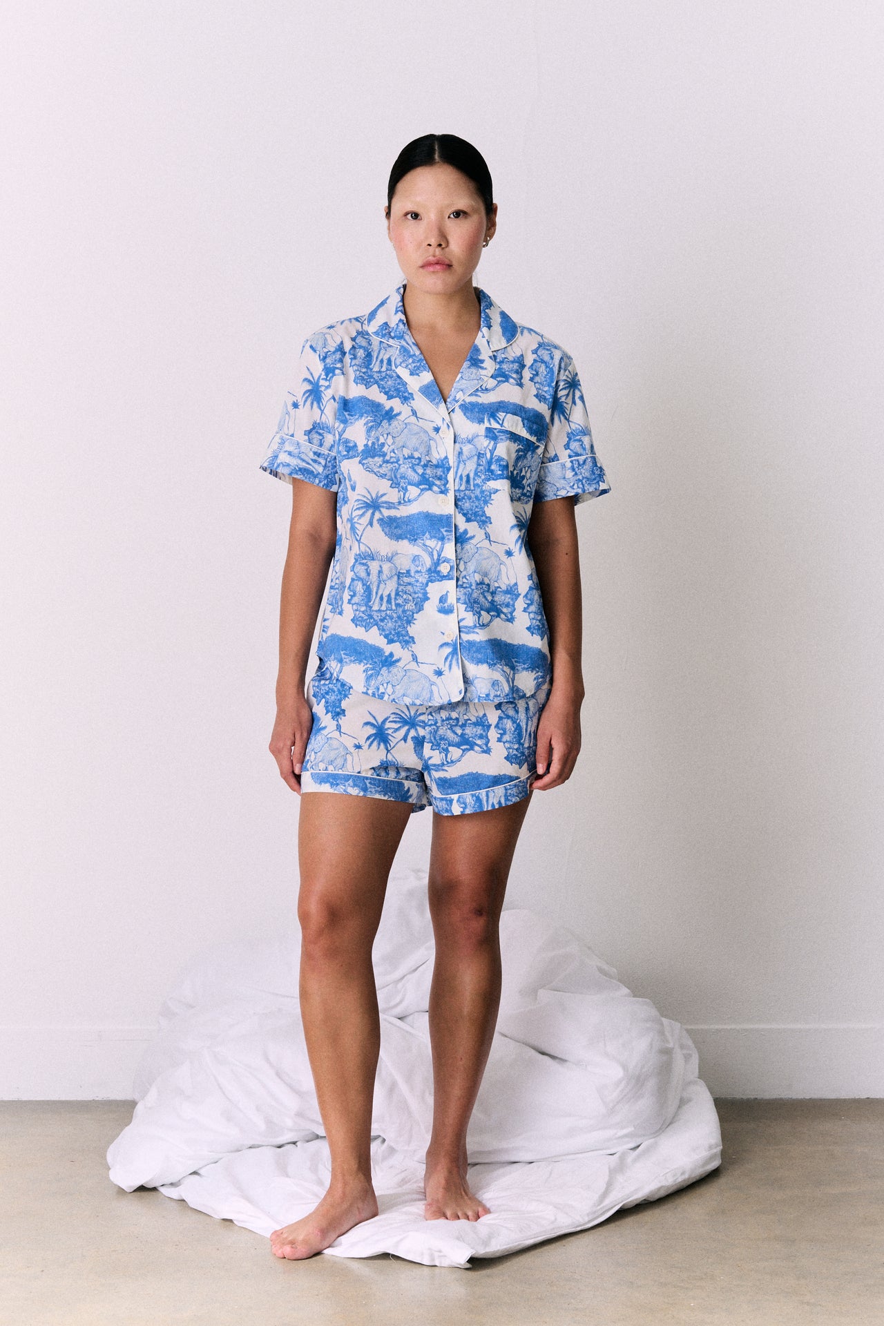 Short Pyjama Set Loxodonta Print Blue