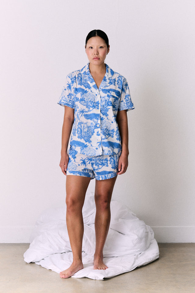 Short Pyjama Set Loxodonta Print Blue