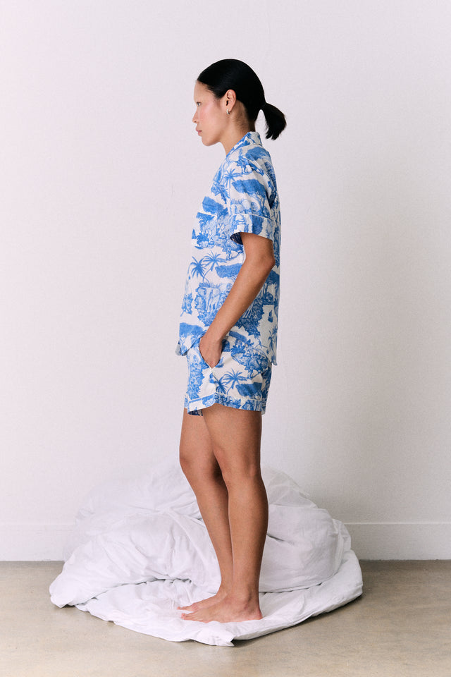 Short Pyjama Set Loxodonta Print Blue