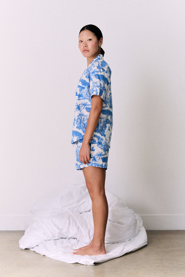 Short Pyjama Set Loxodonta Print Blue