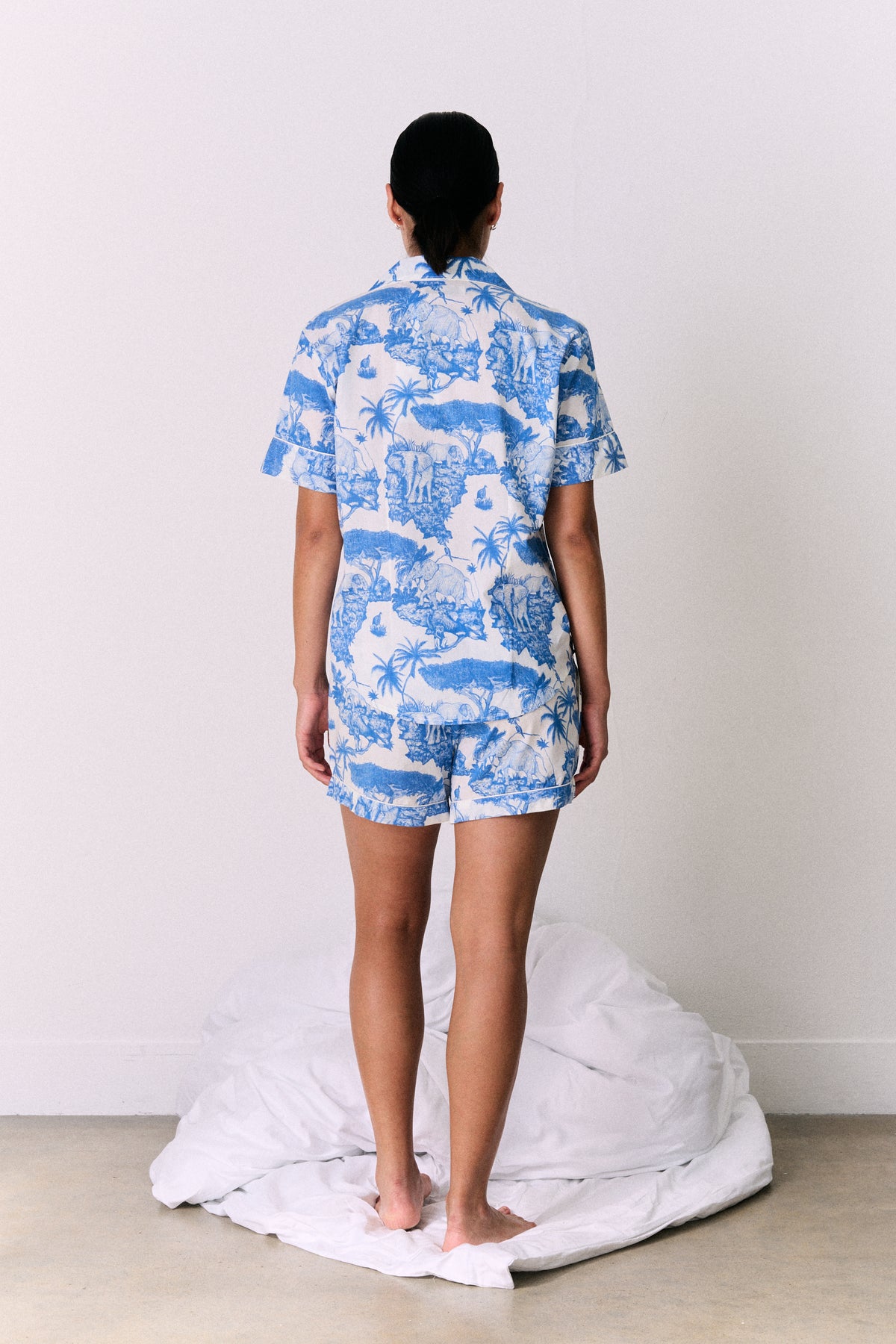 Short Pyjama Set Loxodonta Print Blue