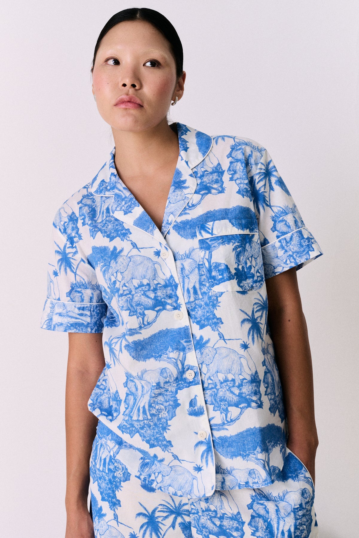 Short Pyjama Set Loxodonta Print Blue