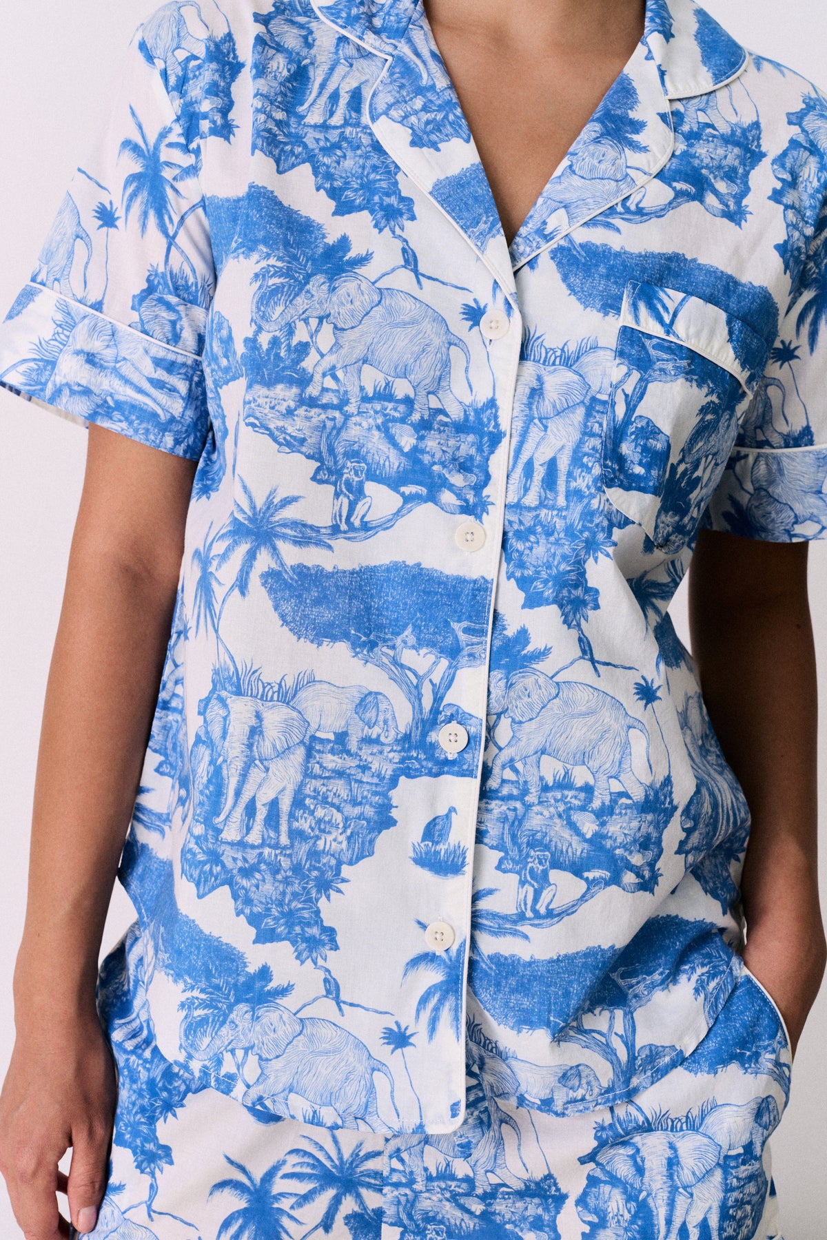 Short Pyjama Set Loxodonta Print Blue