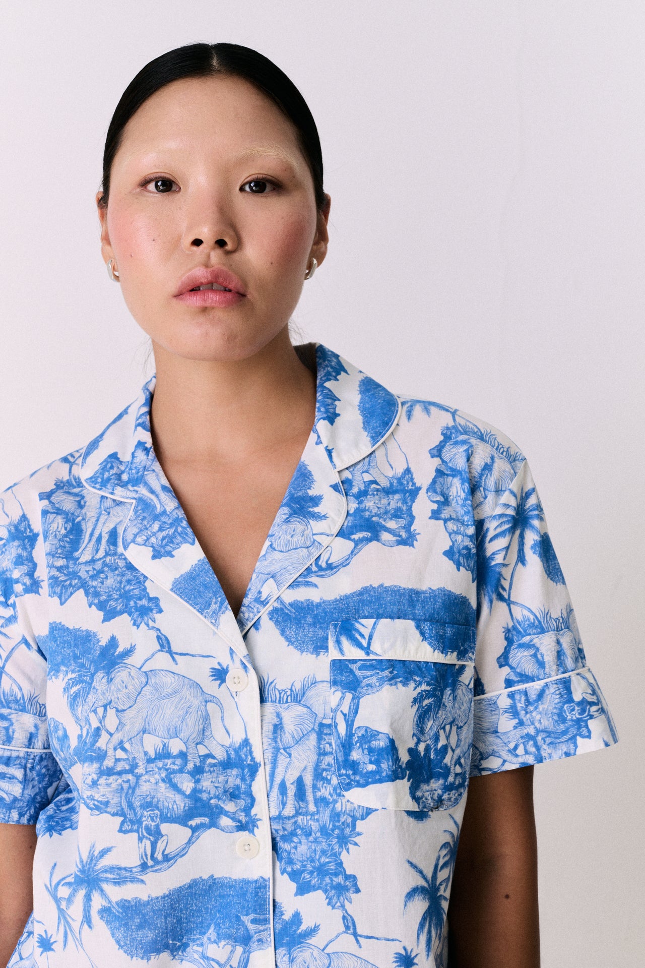 Short Pyjama Set Loxodonta Print Blue
