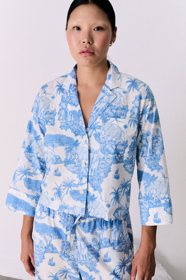 Boxy Shirt Loxodonta Print Blue