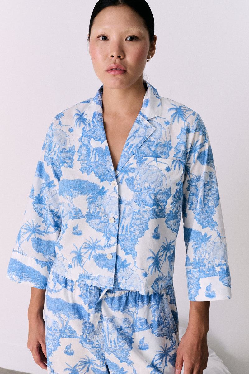 Boxy Shirt Loxodonta Print Blue