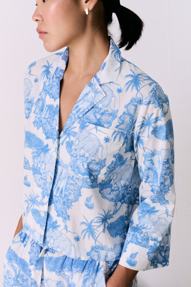 Boxy Shirt Loxodonta Print Blue