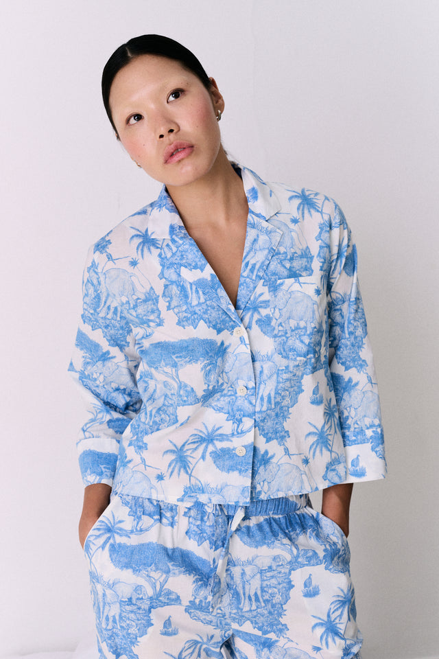 Boxy Shirt Loxodonta Print Blue