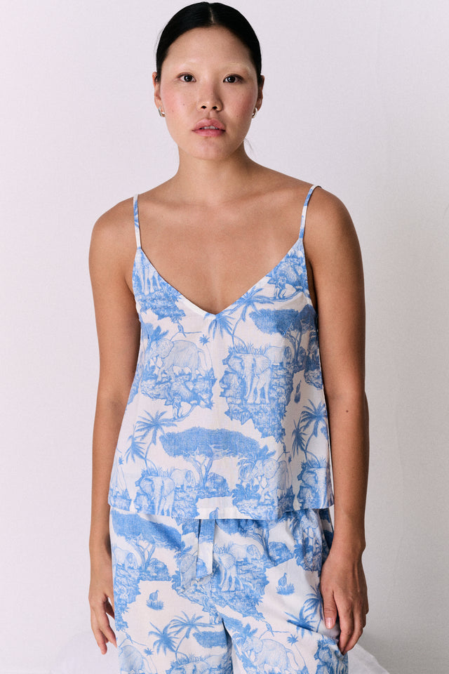 Cami Top Loxodonta Print Blue