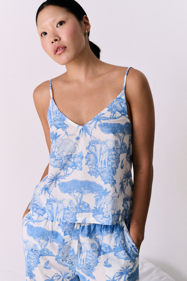 Cami Top Loxodonta Print Blue