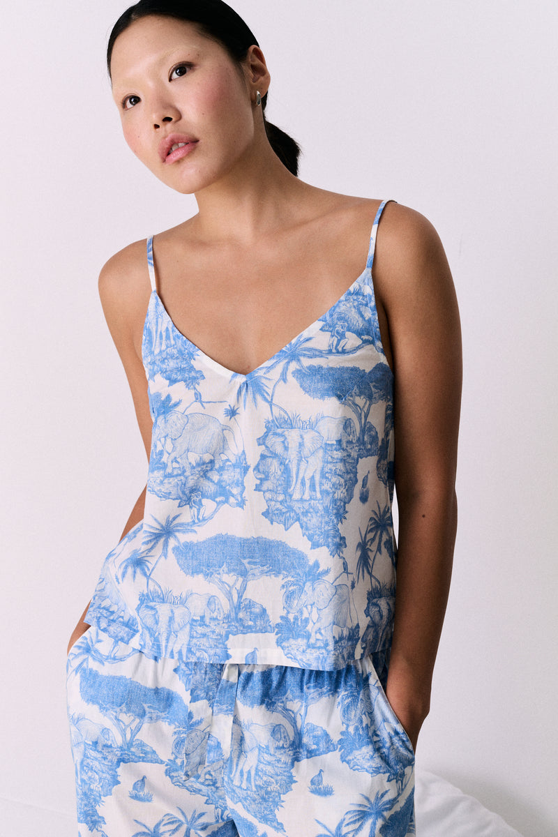 Cami Top Loxodonta Print Blue