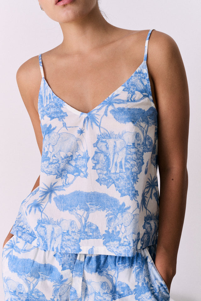 Cami Top Loxodonta Print Blue