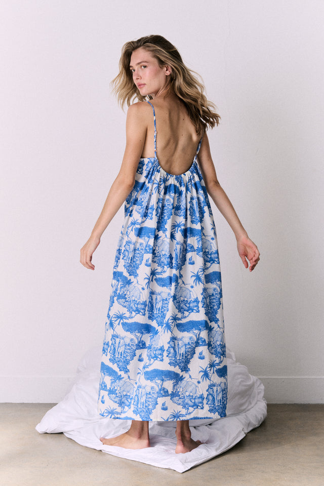 Square Nightie Loxodonta Print Blue