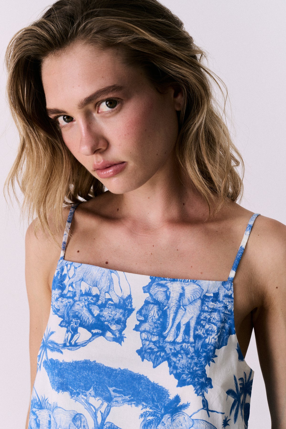 Square Nightie Loxodonta Print Blue