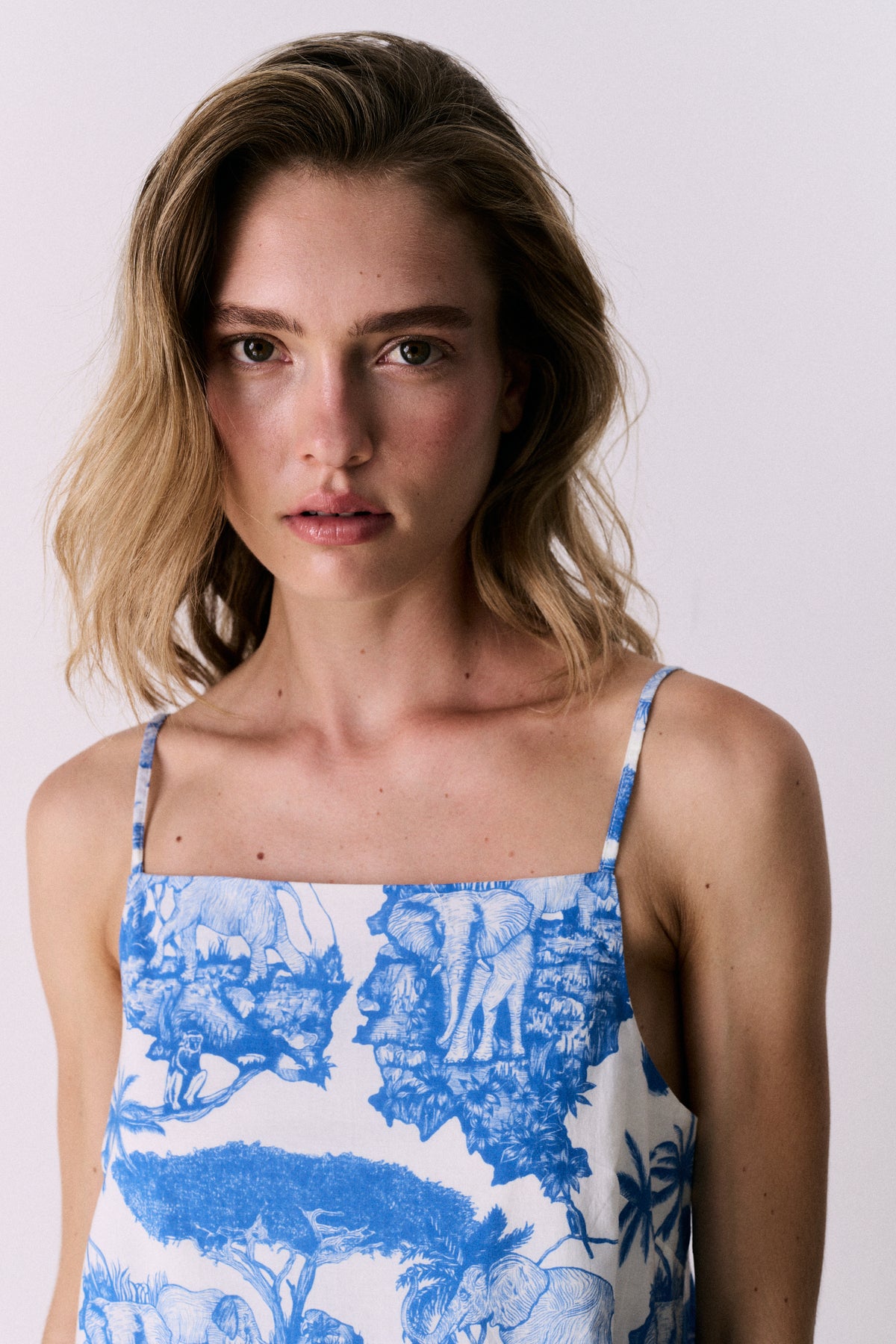 Square Nightie Loxodonta Print Blue
