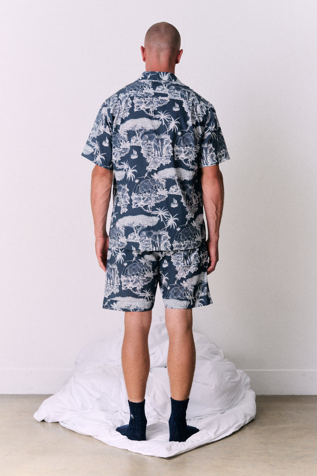 Men’s Pyjama Shorts Loxodonta Print Navy