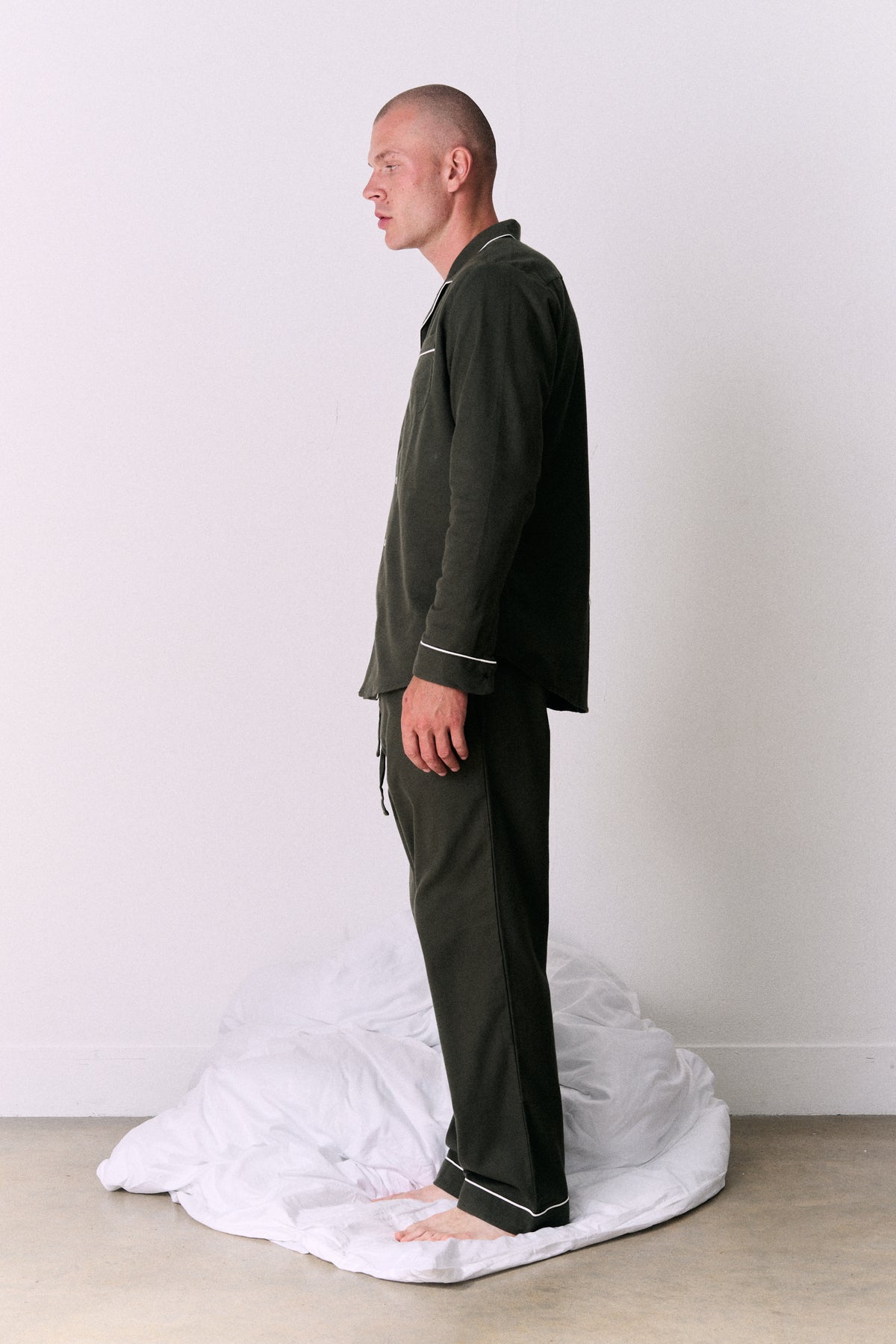 Men's Long Pyjama Set Brushed Cotton Khaki