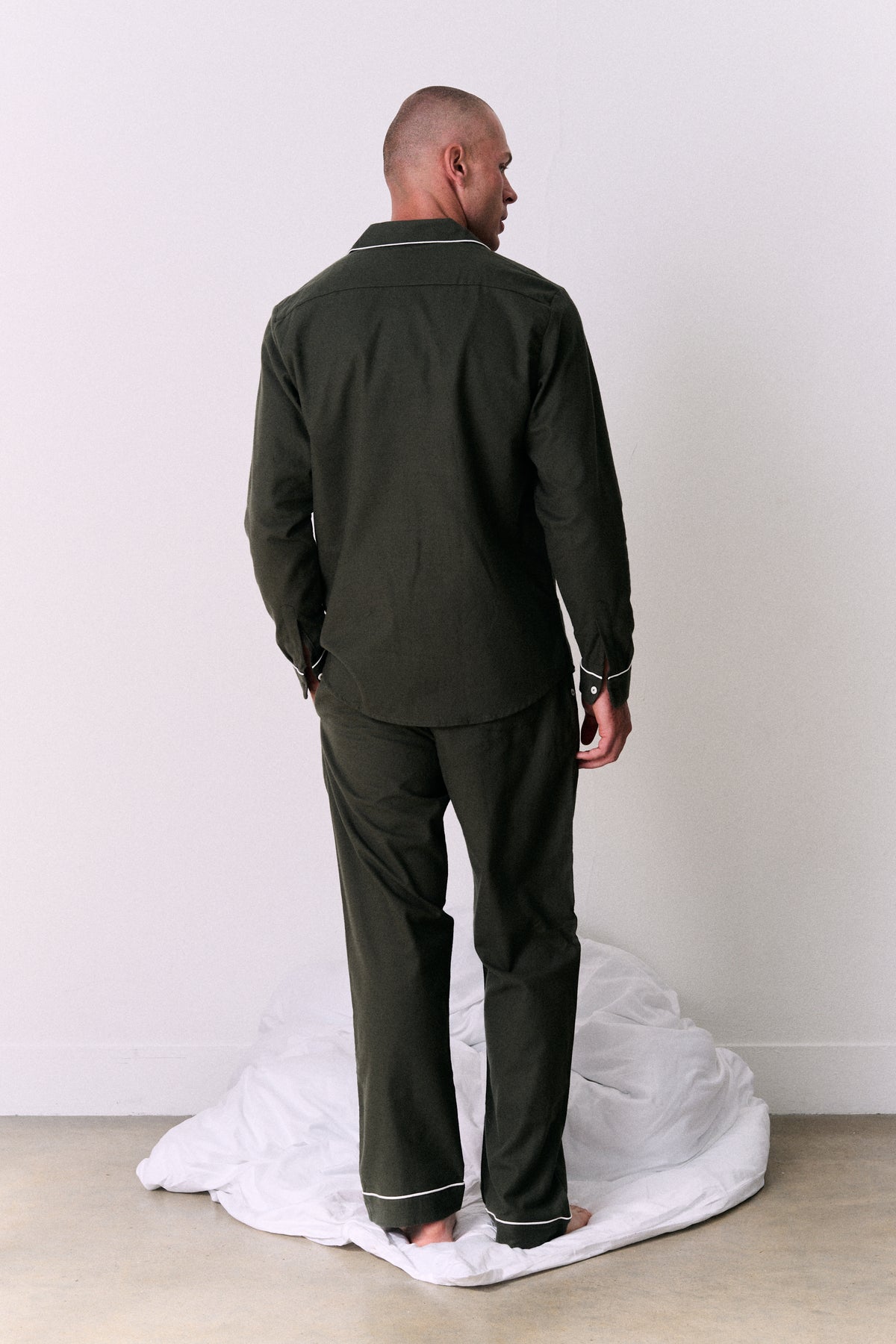 Men's Long Pyjama Set Brushed Cotton Khaki