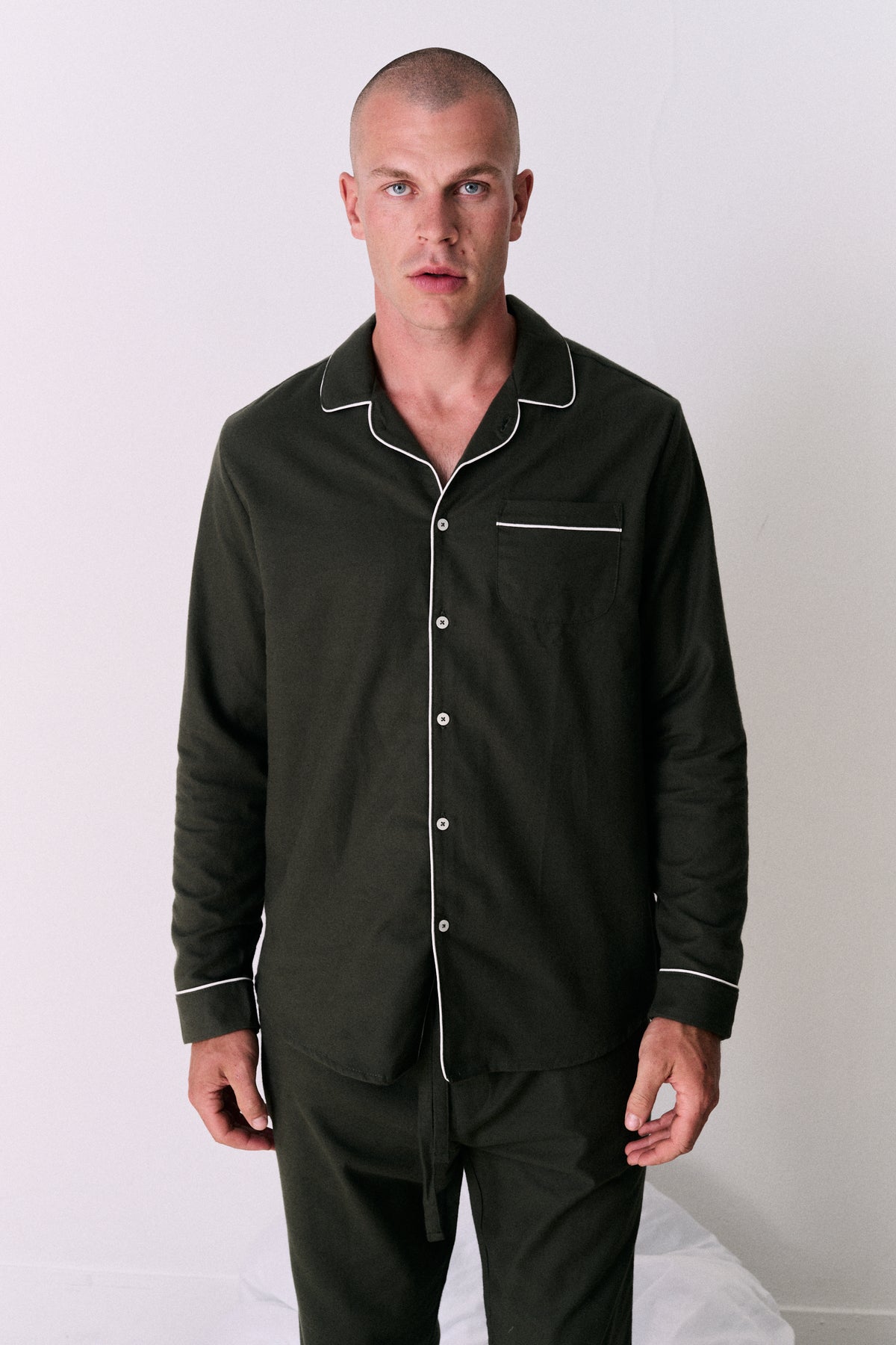 Men's Long Pyjama Set Brushed Cotton Khaki
