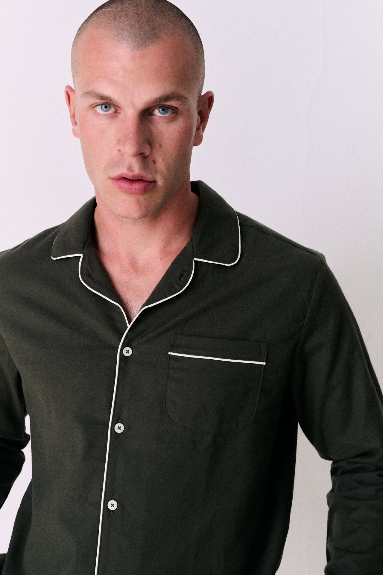 Men's Long Pyjama Set Brushed Cotton Khaki