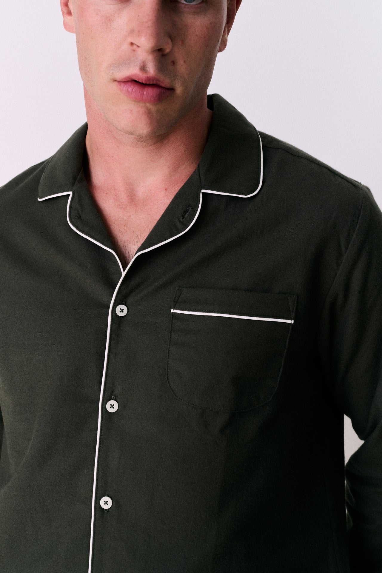 Men's Long Pyjama Set Brushed Cotton Khaki