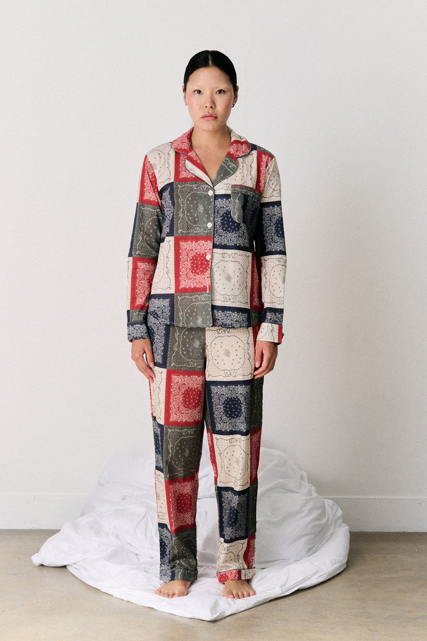 Long Pyjama Set Bandana Patchwork Print Multi