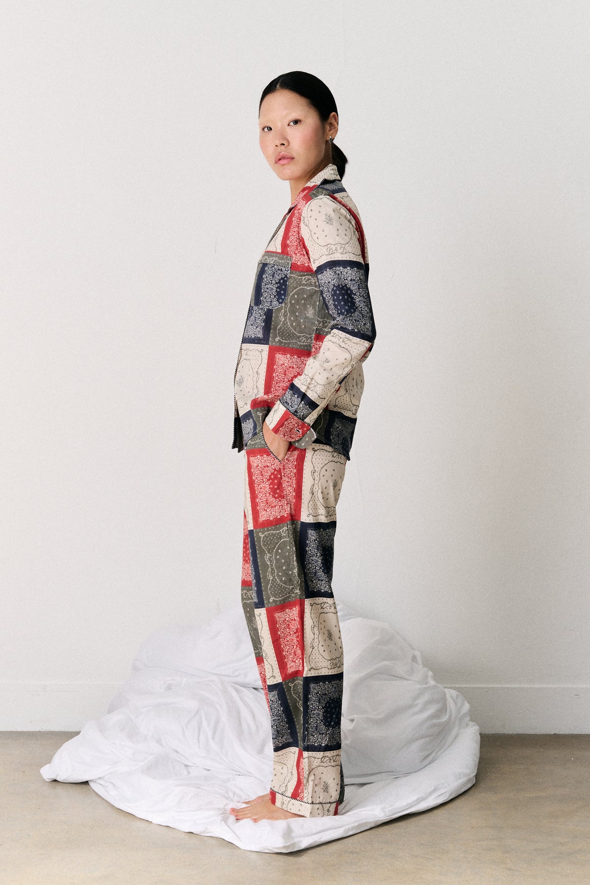 Long Pyjama Set Bandana Patchwork Print Multi
