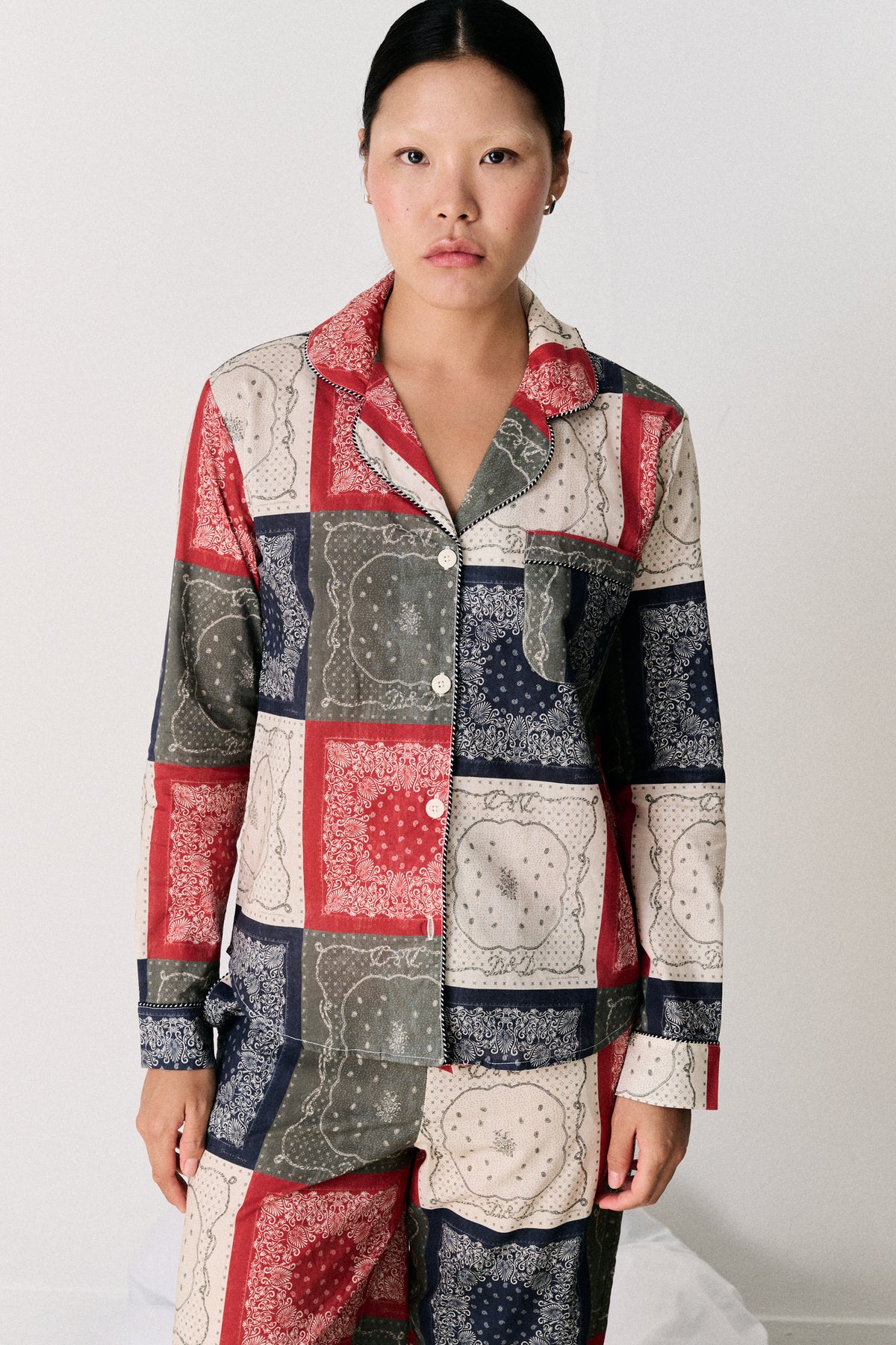 Long Pyjama Set Bandana Patchwork Print Multi