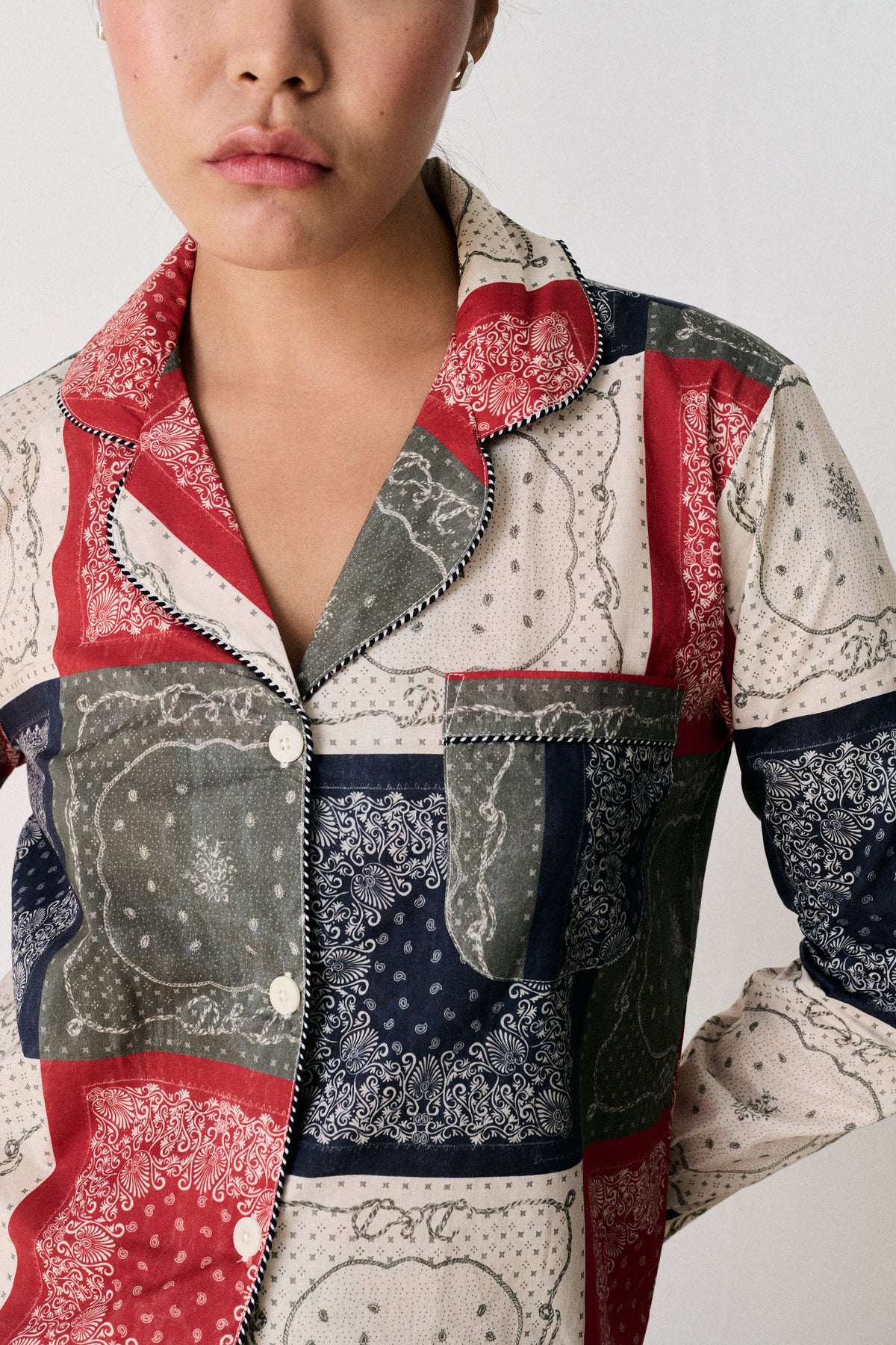 Long Pyjama Set Bandana Patchwork Print Multi