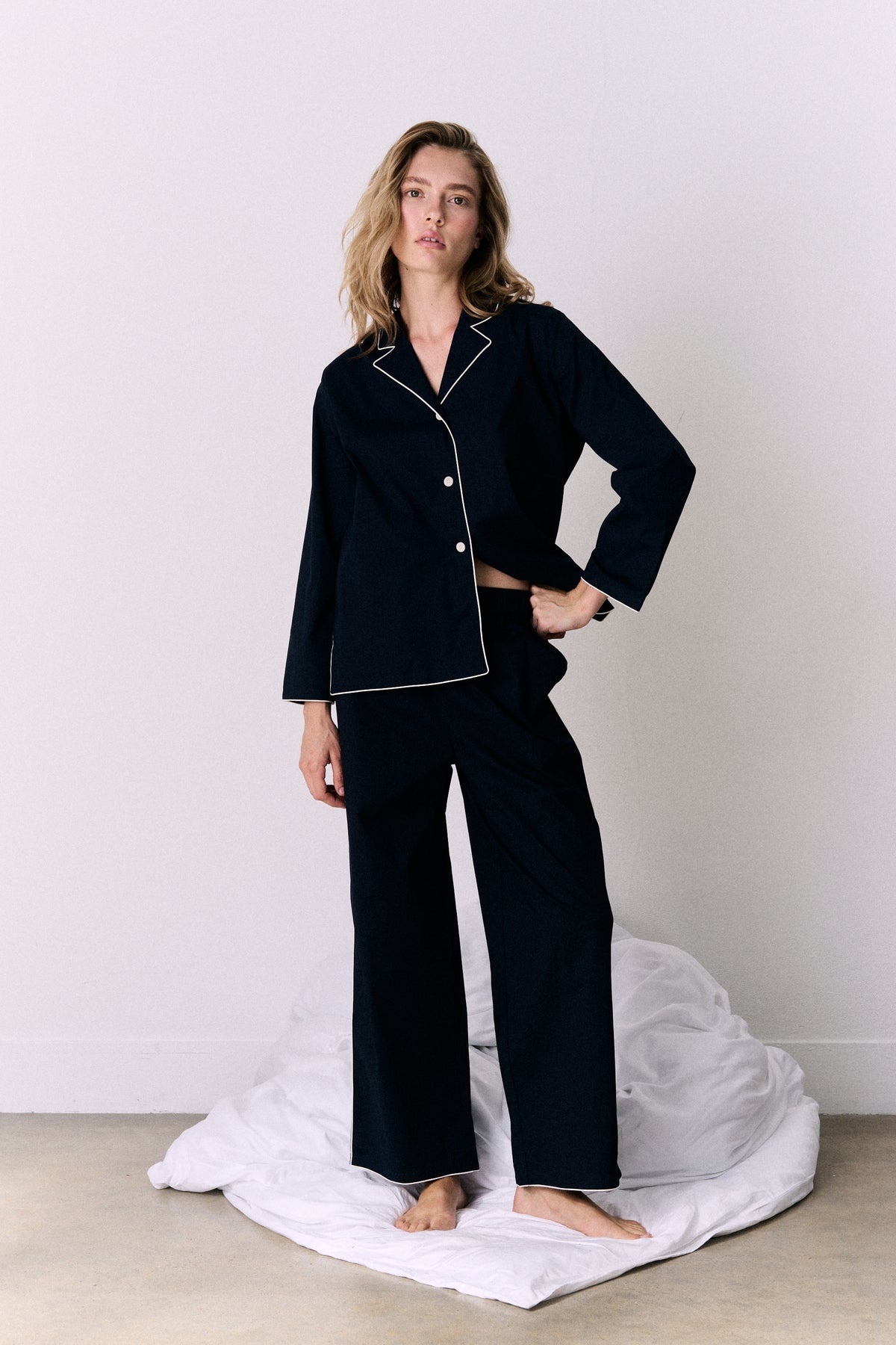 402 Long Pyjama Set Navy