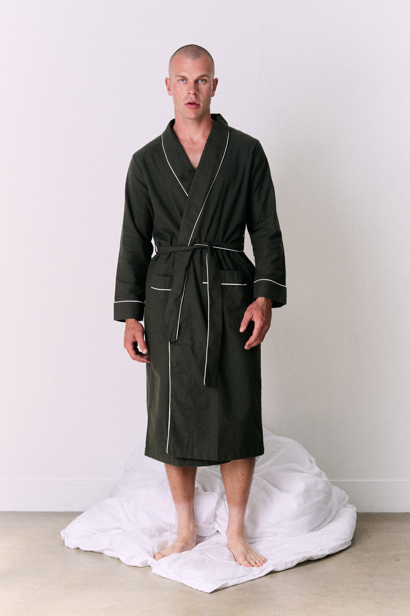 Men’s Robe Brushed Cotton Khaki